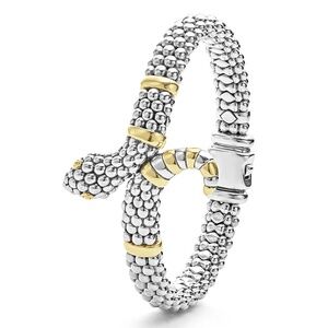 LAGOS Sterling Silver 18K Gold Rare Wonders 9MM Two Tone Snake Rope Bracelet 7.5